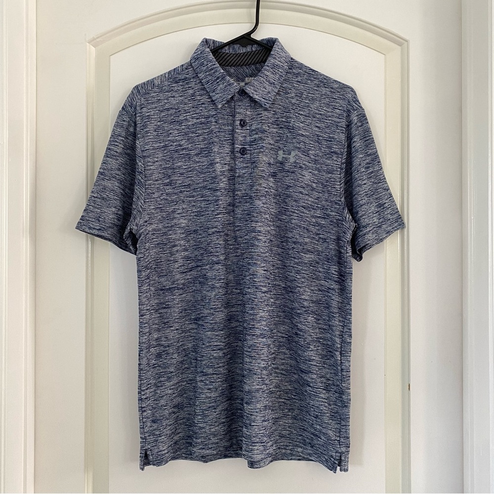 Under Armour Heat Gear Loose Fit Short Sleeves Blue Polo Top Men's Size S